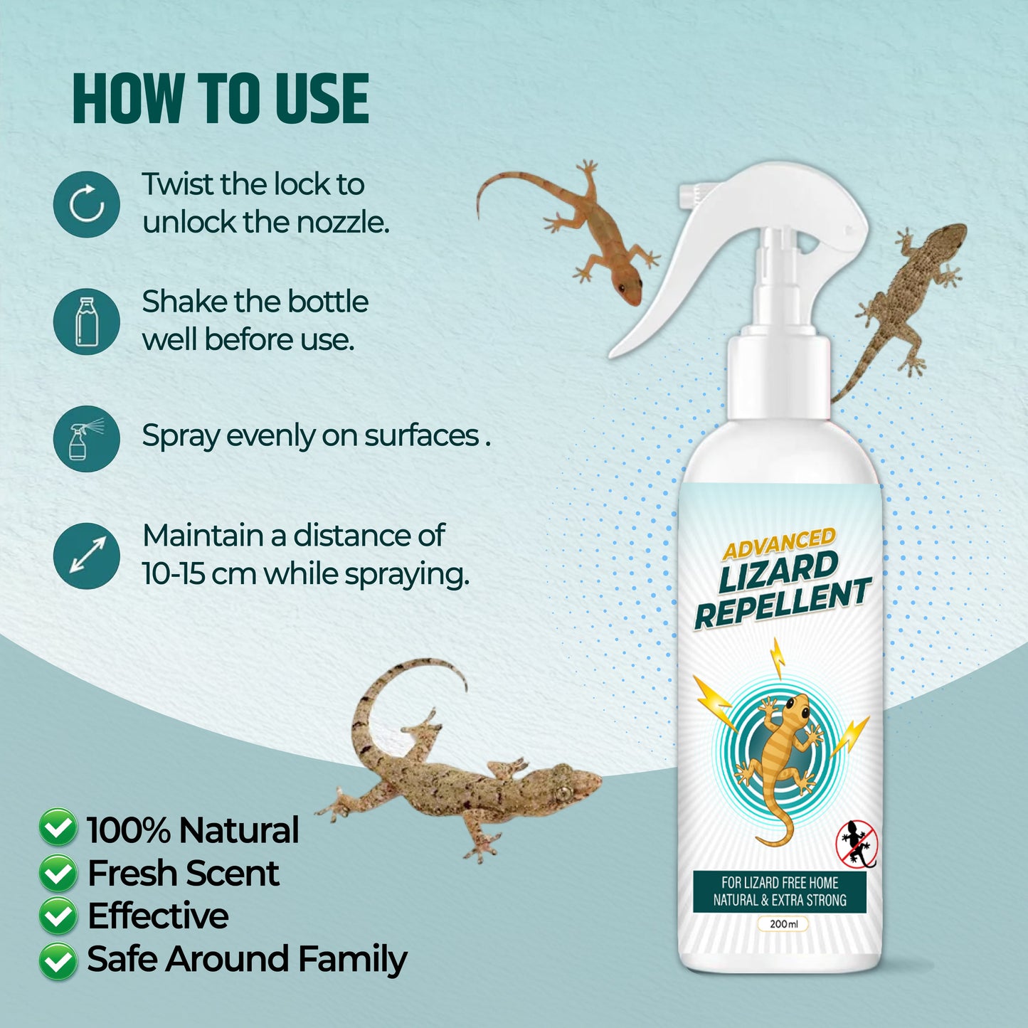 Lizard-Shield Lizard Repellent Spray | Chemical-Free Anti Lizard Spray For Home & Office