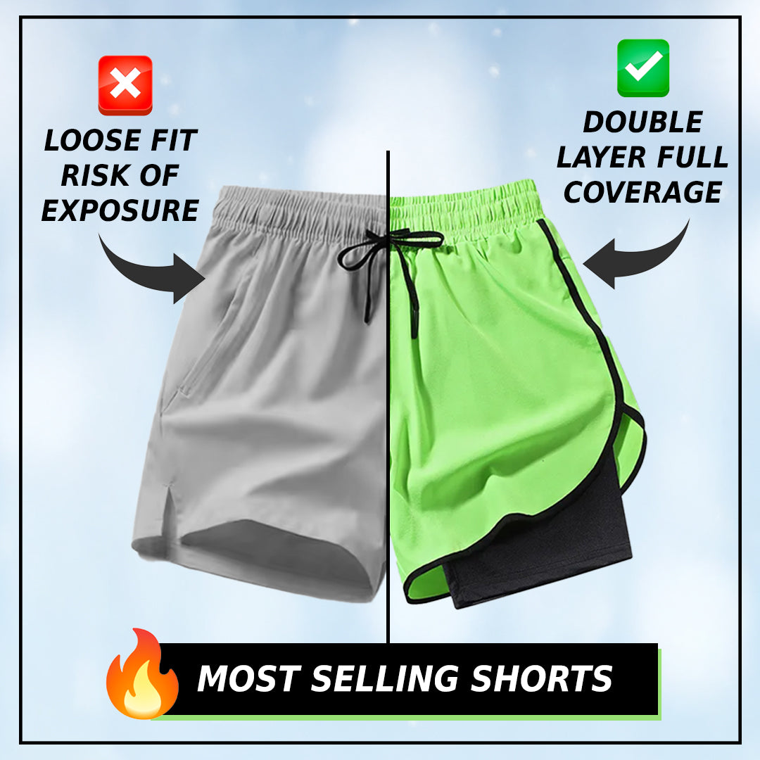 UrbanFlex™ - 2-in-1 Double Layer Shorts With Inner Pocket 🏃‍♂️ (Buy 1 Get 1 Free🔥)