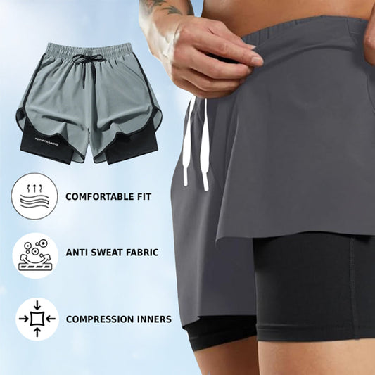 UrbanFlex™ - 2-in-1 Double Layer Shorts With Inner Pocket 🏃‍♂️ (Buy 1 Get 1 Free🔥)
