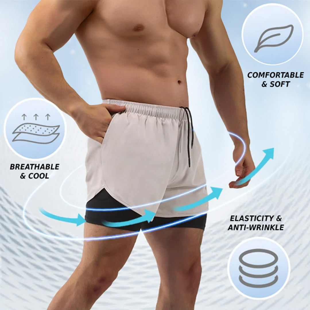 UrbanFlex™ - 2-in-1 Double Layer Shorts With Inner Pocket 🏃‍♂️ (Buy 1 Get 1 Free🔥)