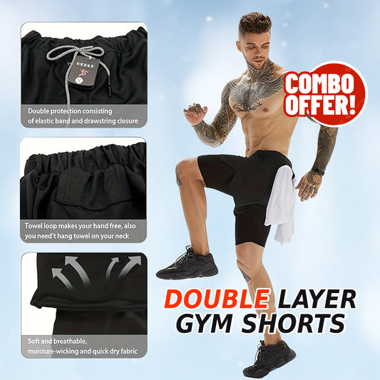 UrbanFlex™ - 2-in-1 Double Layer Shorts With Inner Pocket 🏃‍♂️ (Buy 1 Get 1 Free🔥)