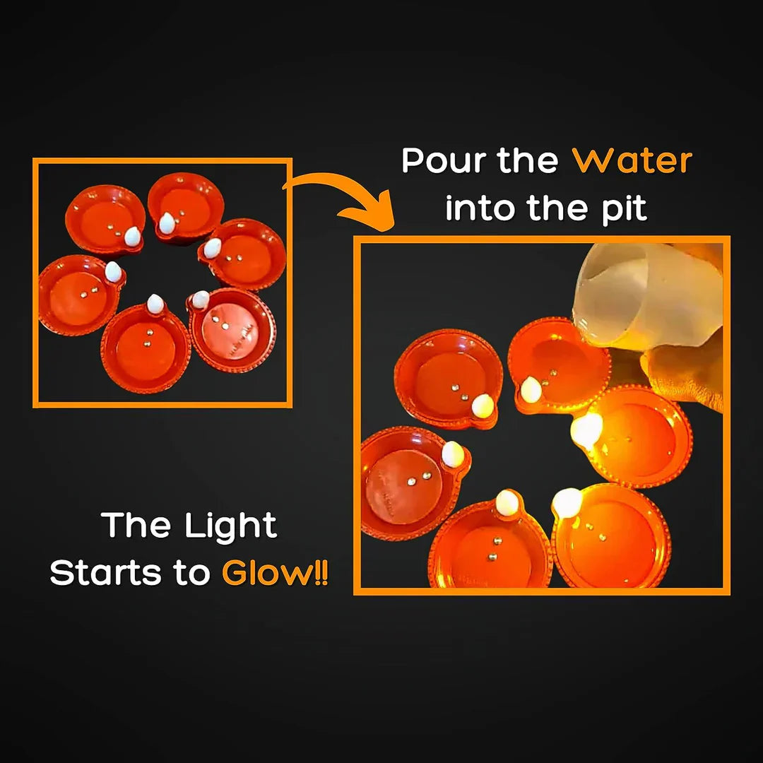 Water Sensor LED Diya - No Fire, No Smoke, No Oil – Just Radiant Light