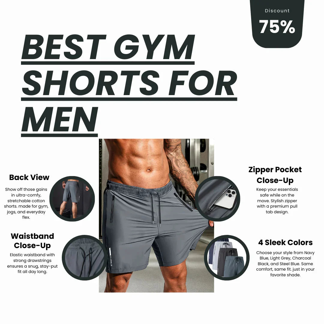 4 Pcs Combo Men's Stretchable Cotton Shorts for Summers 🌞👕